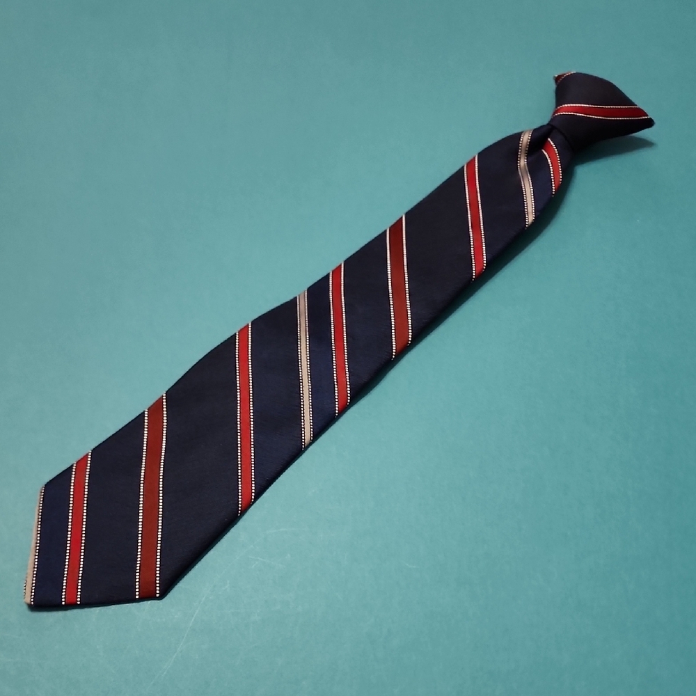 Esquire Striped Navy Clip On Tie